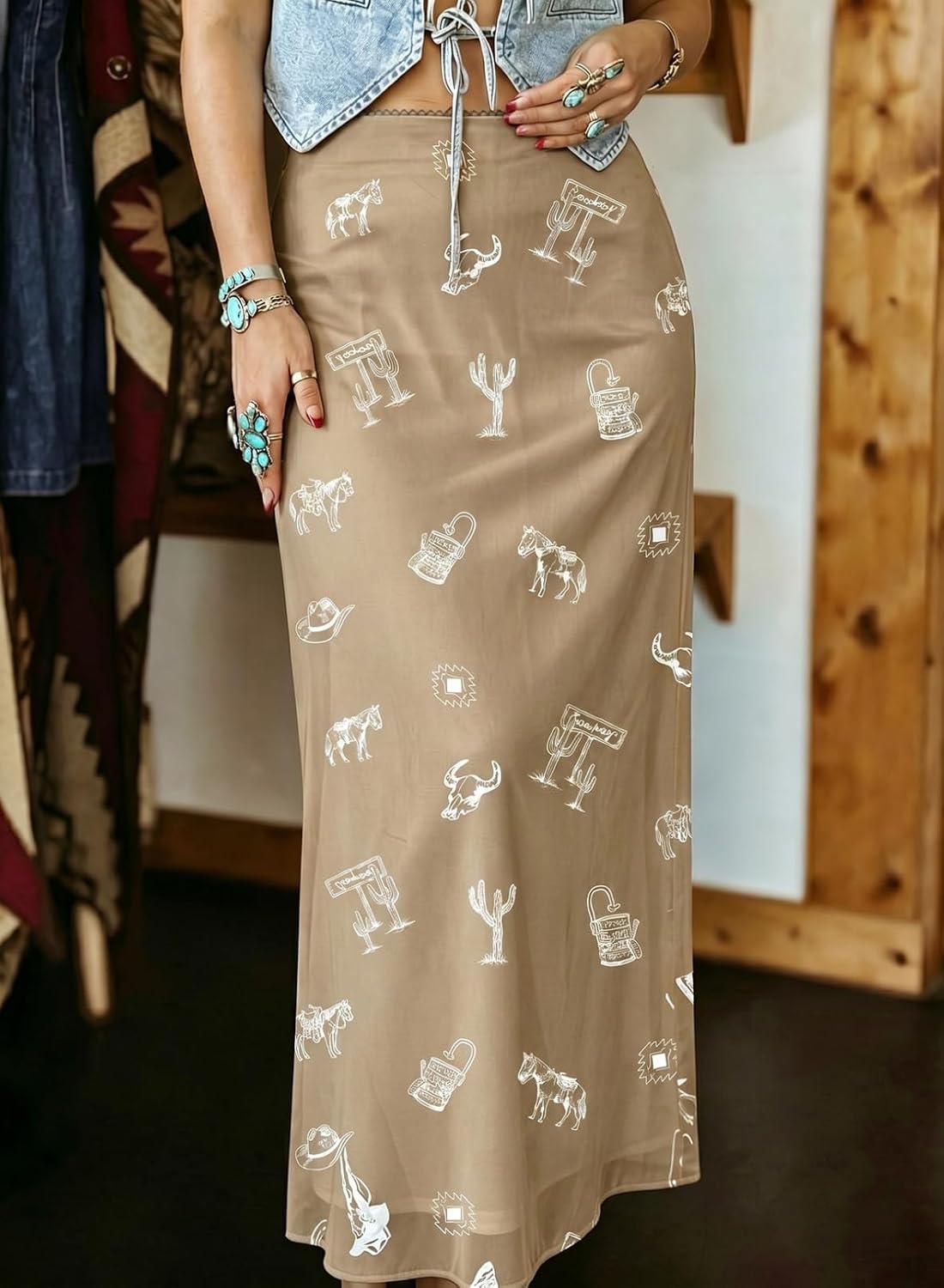 Acelitt Women High Waist Mesh Maxi Skirt,S-XXL image 2