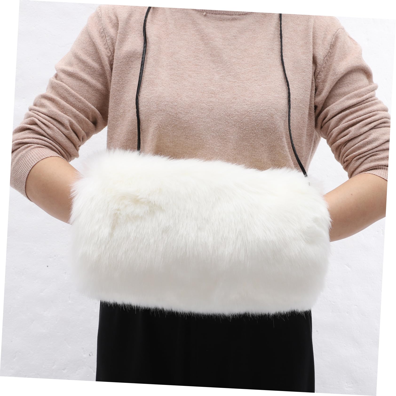 BESPORTBLE Manguito Calentador de Manos de Imitación de Piel en Color Claro para Mujer, Suave y Cálido, Adecuado para Fiestas y Invierno