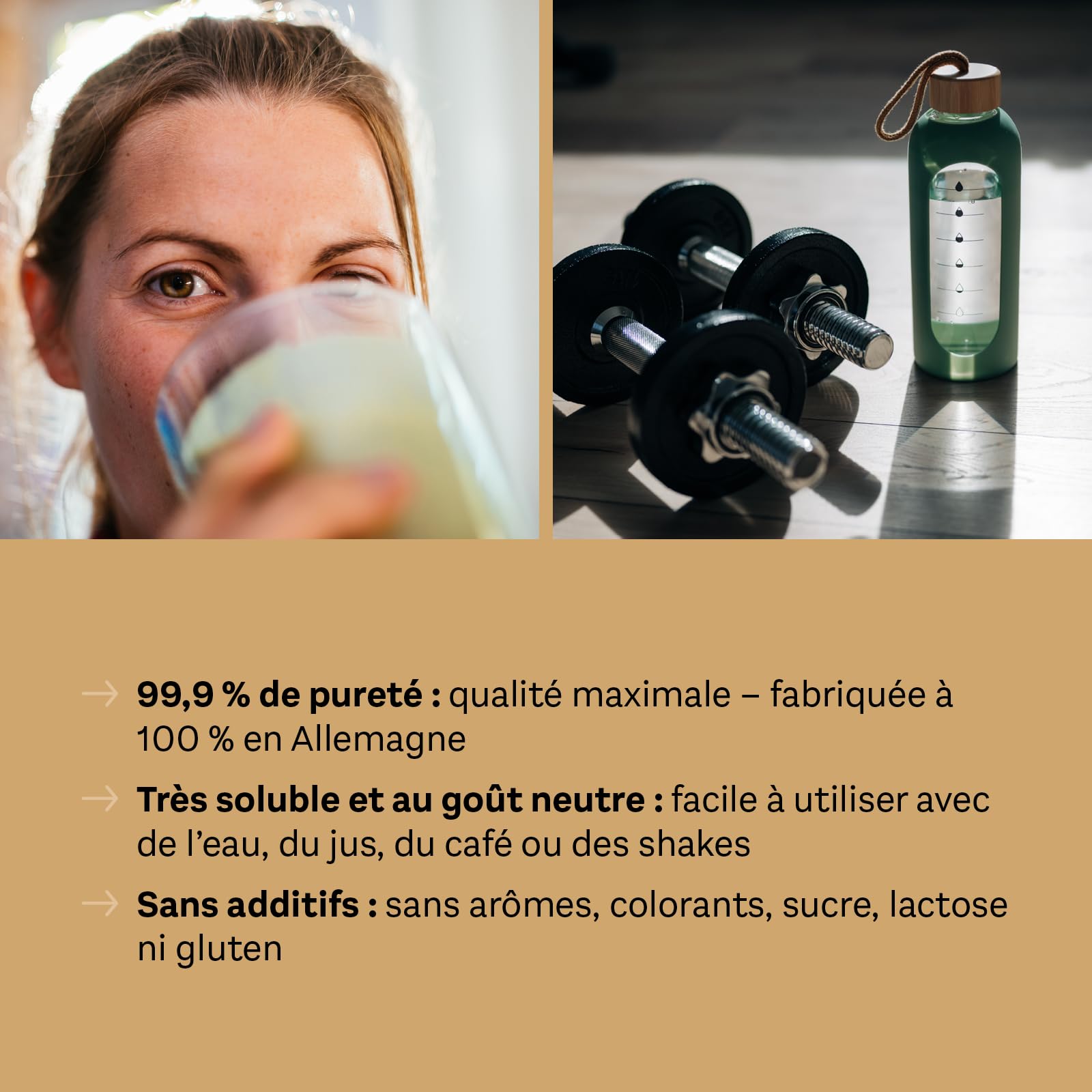 Doppelherz Créatine Monohydrate, Créapure, Récupération musculaire, 500 g | Complément alimentaire, Créatine en poudre, Performance et récupération musculaire, À dissoudre, Goût neutre, Sans additif