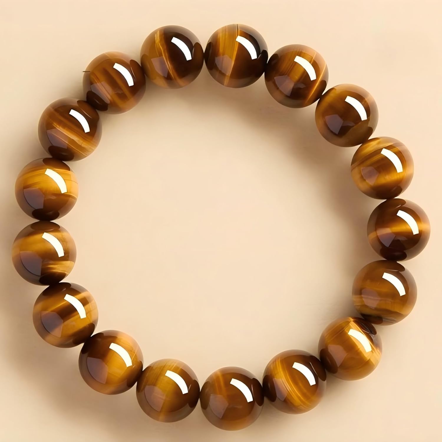 Rosolaratop Natural Tiger Eye Stone Bracelet, 8-12mm Healing Energy Gemstone Beads, Elastic Stretch Design for Yoga and Meditation - Image 4