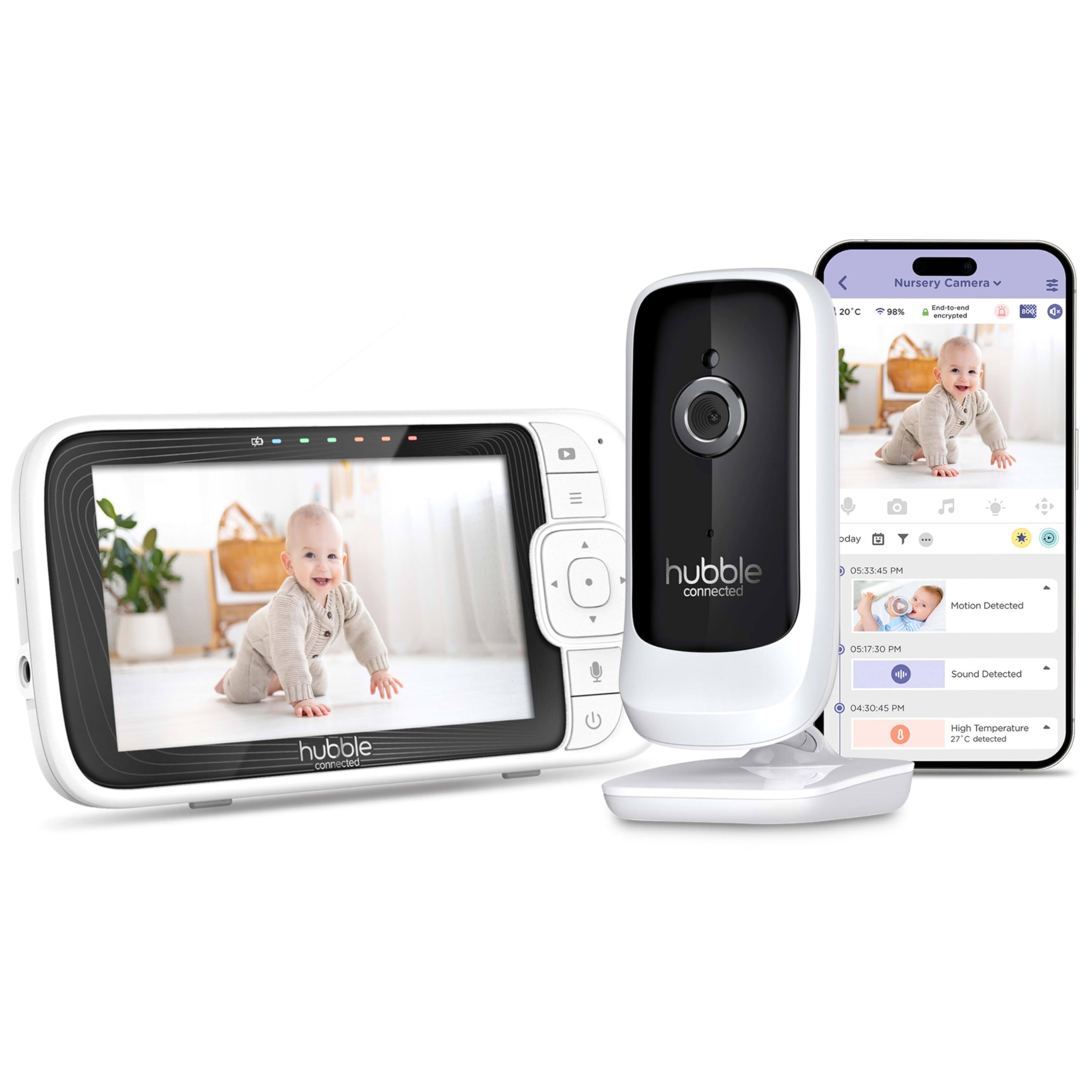 Hubble Nursery Pal Connect 5.0 Smart Baby Monitor, Designed for parents, Powered by the HubbleClub app, ATL1430196