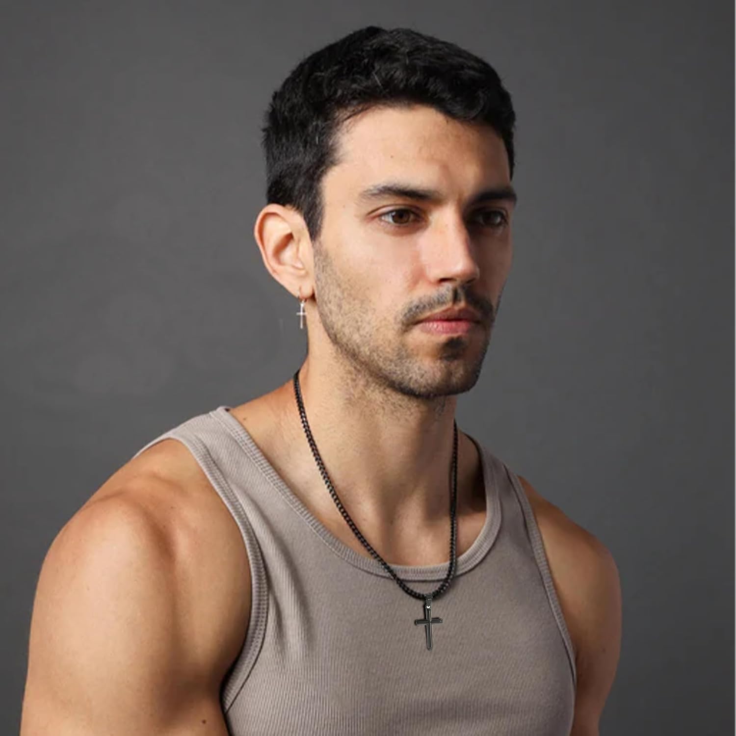 Avotto 316L Stainless Steel Cross Chain Necklace Valentines Stuff Jewelry Gifts for Men Boys, Silver Gold Black Necklaces 5mm Non-Fading Sturdy Cuban Chain with Cross Pendant 14/16/18/20/22/24Inch - Image 5