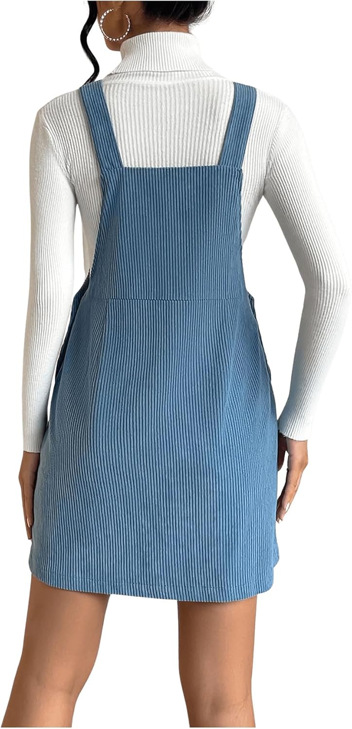 Milumia Women's Corduroy Overall Dress Button Pinafore Jumper Dresses with Pocket - Image 2