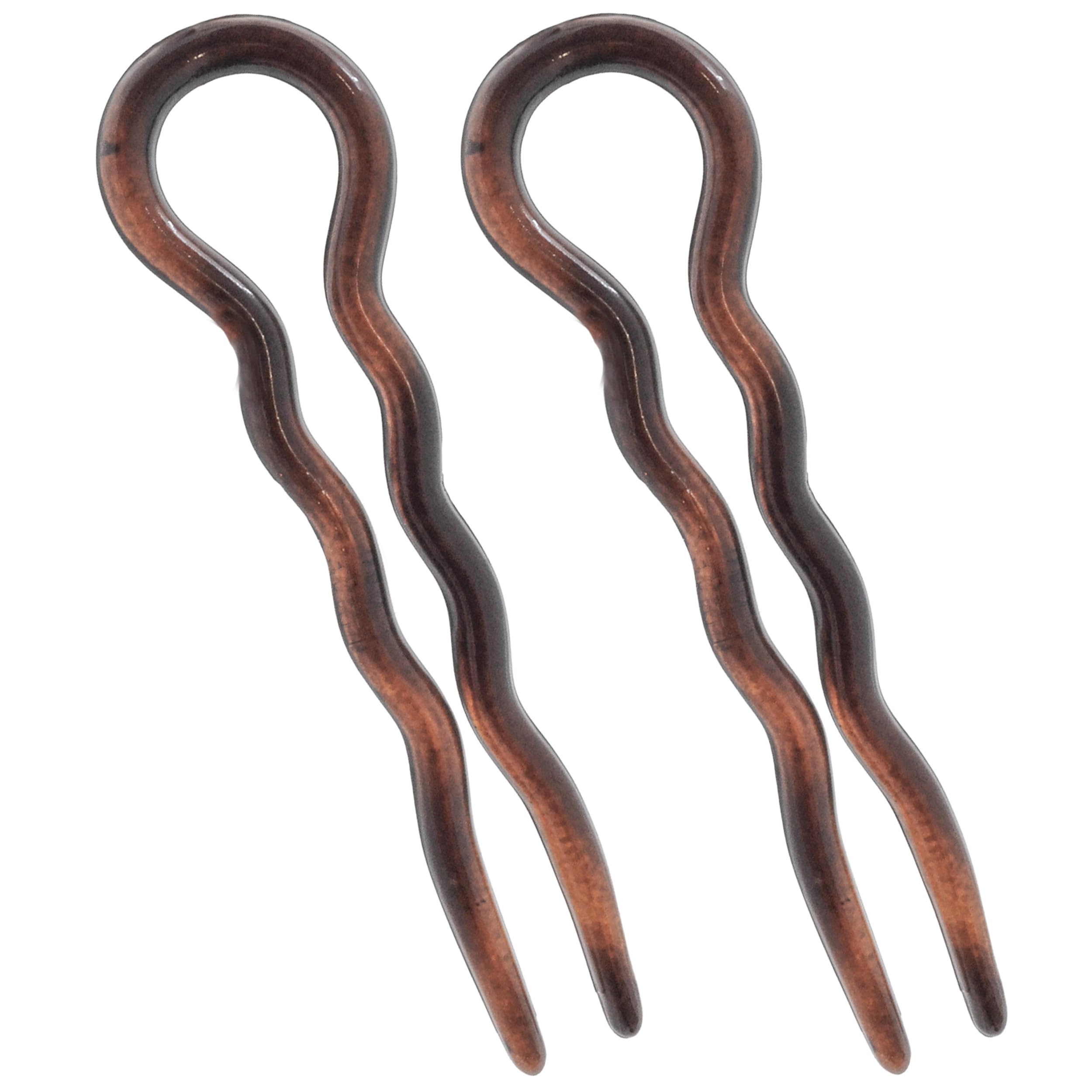 Camila Paris AD824 French Twist Stick Haargabel, 2 mittelgroße gewellte U-förmige Haarnadel-Clips für spiralförmige Hochsteckfrisuren und Dutt, Schildkrötenmuschel, modisches flexibles