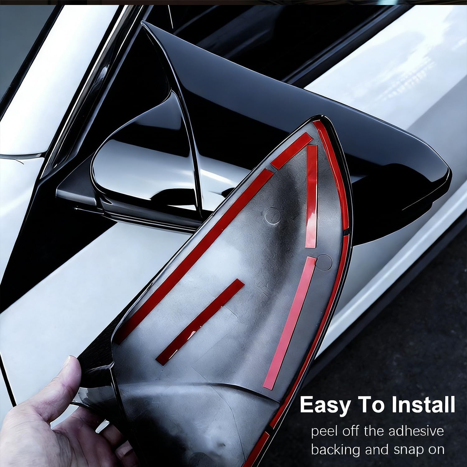 Side Rear View Mirror Cover Compatible with 10th Honda Civic 2016-2021, Exterior Decoration Accessories, Wing Mirror Protect Decorate Covers-Glossy Black