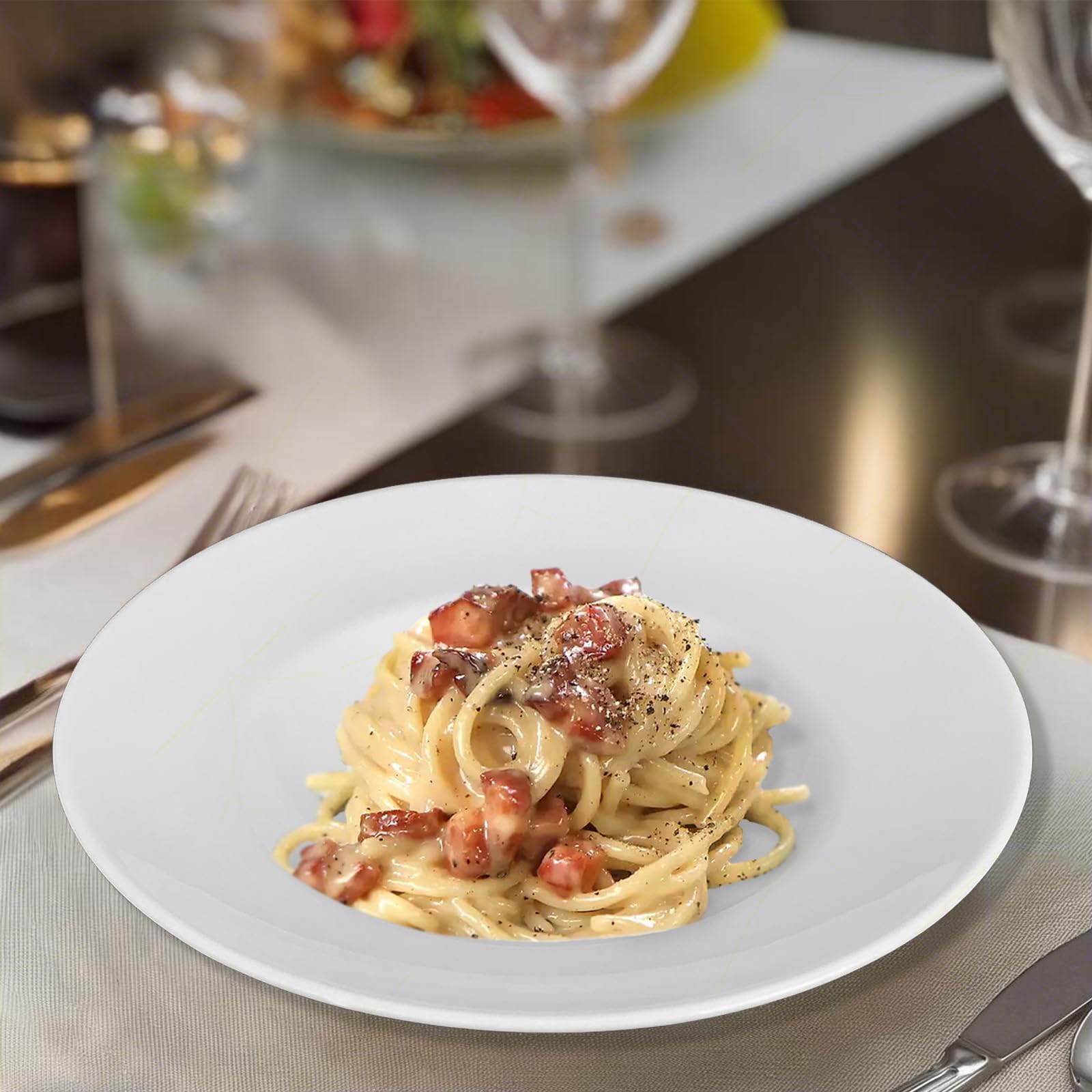 Sicignano | Plato hondo redondo 27 cm porcelana lisa blanca pasta Bowl para primeros platos, resistente, lavable en lavavajillas, apto para microondas, fabricado en Italia