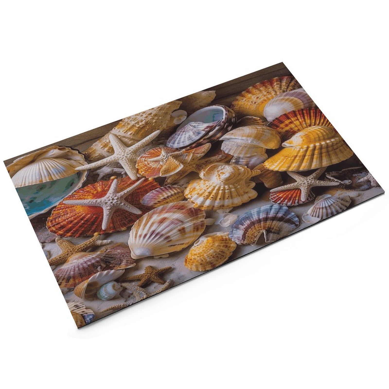 Sea Shell Treasures Tapis de nourriture pour chat – Tapis d'alimentation antidérapant pour chien facile à nettoyer pour la nourriture et l'eau, tapis de gamelle pour chien et chat 43,2 x 76,2 cm