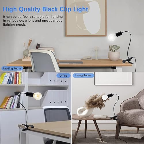 Miniatura 7 de Wrpacttg Soporte de lámpara de clip de escritorio, clip de abrazadera, E26E27 accesorio de luz con abrazadera de libro, lámpara de clip para