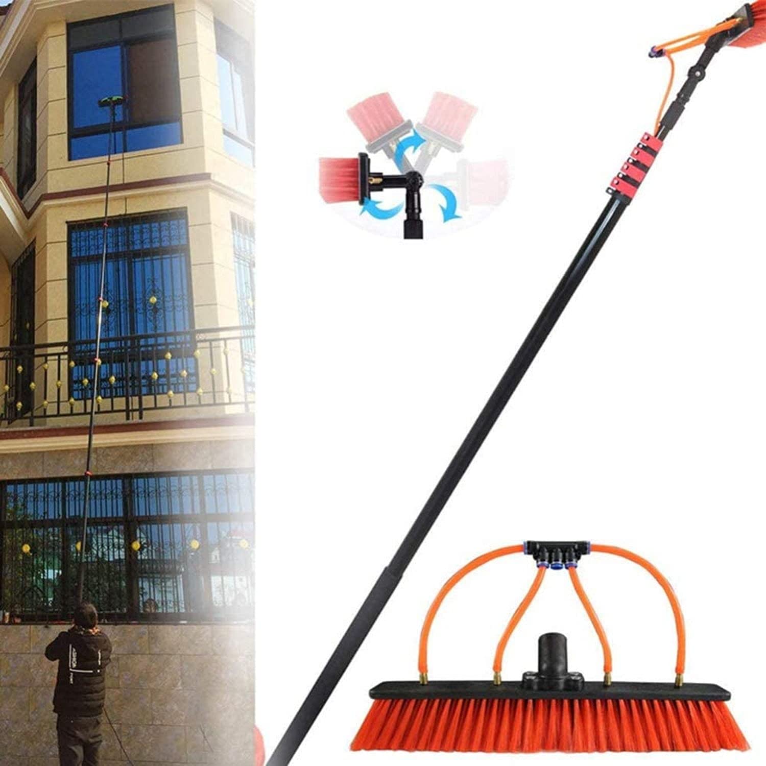 Brosse alimentée en eau et kit de nettoyage de vitres pour enlever la saleté des panneaux solaires