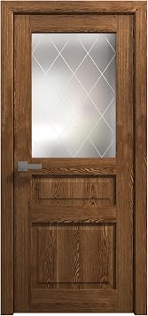 SARTODOORS Interior Interior Solid French Door 36 x 84 inches | Ego 5011 Cognac Oak | Single Regular Panel Frame Handle | Bathroom Bedroom Modern Doors