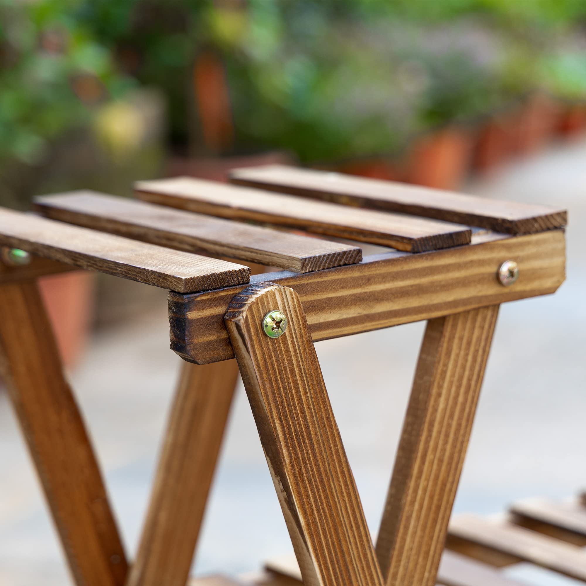 Outsunny Étagère à Fleurs en Bois Supports de Pots Porte Plante Bois 6 tablettes - dim. 98L x 28l x 95H cm - Bois de Sapin traité carbonisation pour Intérieur Jardin Terrasse Balcon