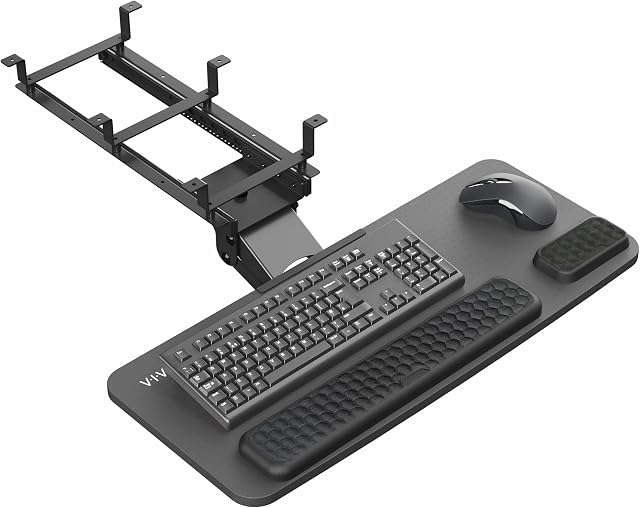 VIVO Prime réglable 27 x 11 inch Clavier d'ordinateur et plate-forme de souris, tiroir ergonomique sous table avec padding, noir, MOUNT-KB27P-B