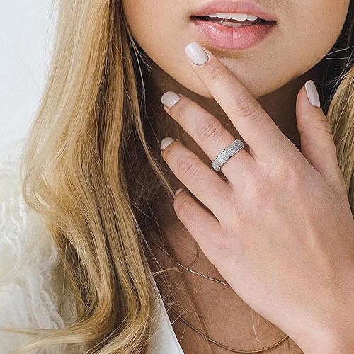 Miniatura 3 de Anillo giratorio para mujer y hombre, anillo fidget de moda de acero inoxidable para la ansiedad, acabado con chorro arena, 6 mm  8mm