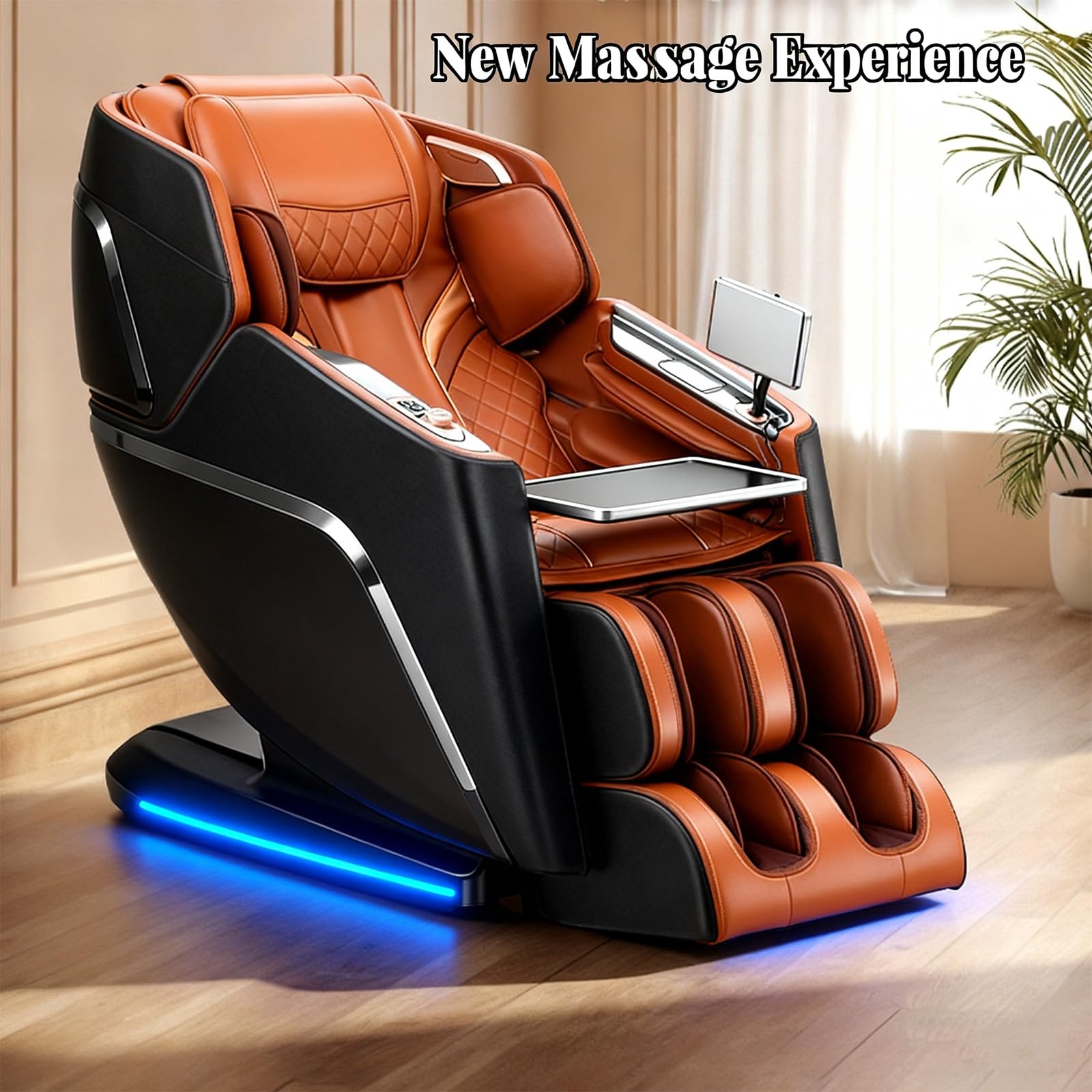 Sillón de Masaje 4D de Lujo, Control de Voz con IA sofá Relajante tecnología de Gravedad Cero Carga inalámbrica 12 Modos Profesionales Regalo de Alta Gama(Orange)