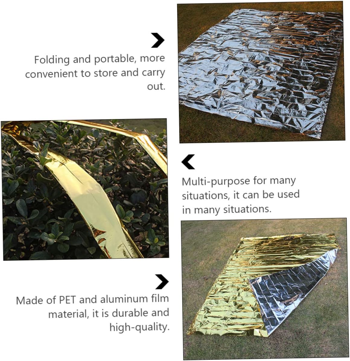 Milisten 2Pcs Heavy Duty Emergency Blanket Insulated Camping Tarp Waterproof Survival Foil Blanket for Outdoor Adventures and Hiking