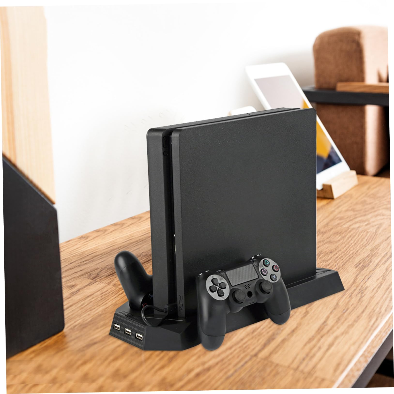 Gadpiparty Supporto Di Raffreddamento Per Console Slim/pro - Base Per Ventola Verticale Con 2 Stazioni Di Ricarica E Hub Usb
