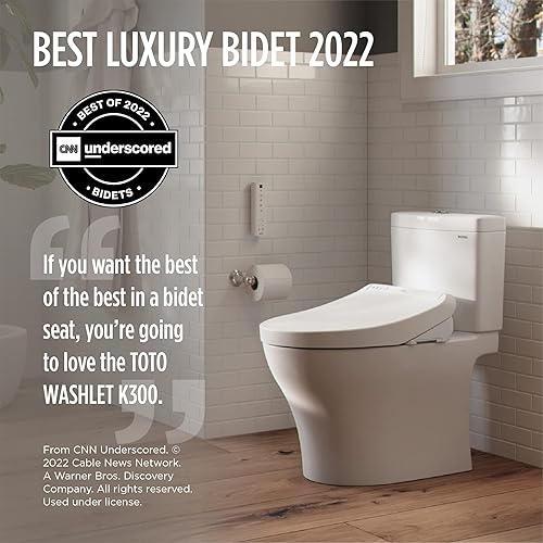 Miniatura 3 de TOTO SW3036R#01 WASHLET K300 Asiento de inodoro electrónico con bidé, algodón blanco y pieza de fontanería 9AU321-A, sin terminar