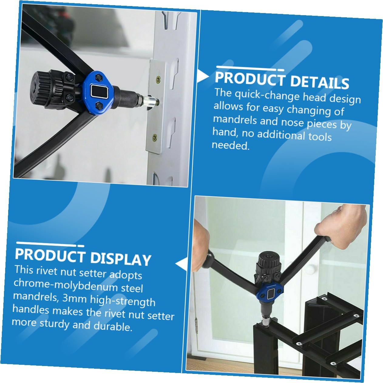 140pcs Manual Riveter Nut Setter Kit M3 to 12mm Threaded Rivet Tool with Plastic Carrying Case for Automotive and DIY Hand Installation