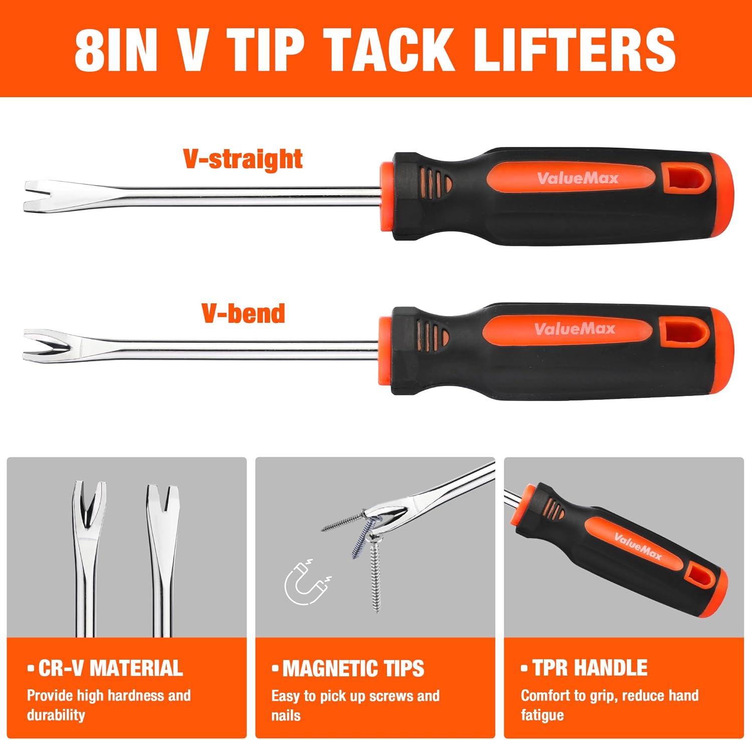 WORKPRO Hog Ring Pliers with 500 Pcs 3/4" Hog Rings & VALUEMAX 3Pcs Nail Puller Nail Remover Tool