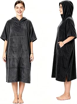 Solaris Surf Poncho Changing Towel Robe for Women Men, Lightweight Changing Robe with Packable Bags, Water Absorbent Wetsuit Beach Hoode Towel for Surfing Swimming