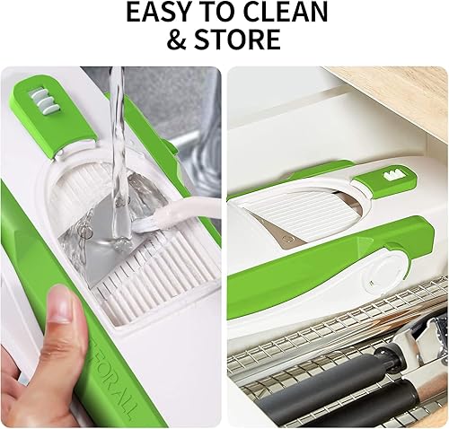 Miniatura 5 de Cortador de mandolina seguro para cocina todo en 1 rebanador de verduras de mandolina ajustable profesional rebanador de papas juliana rebanador de