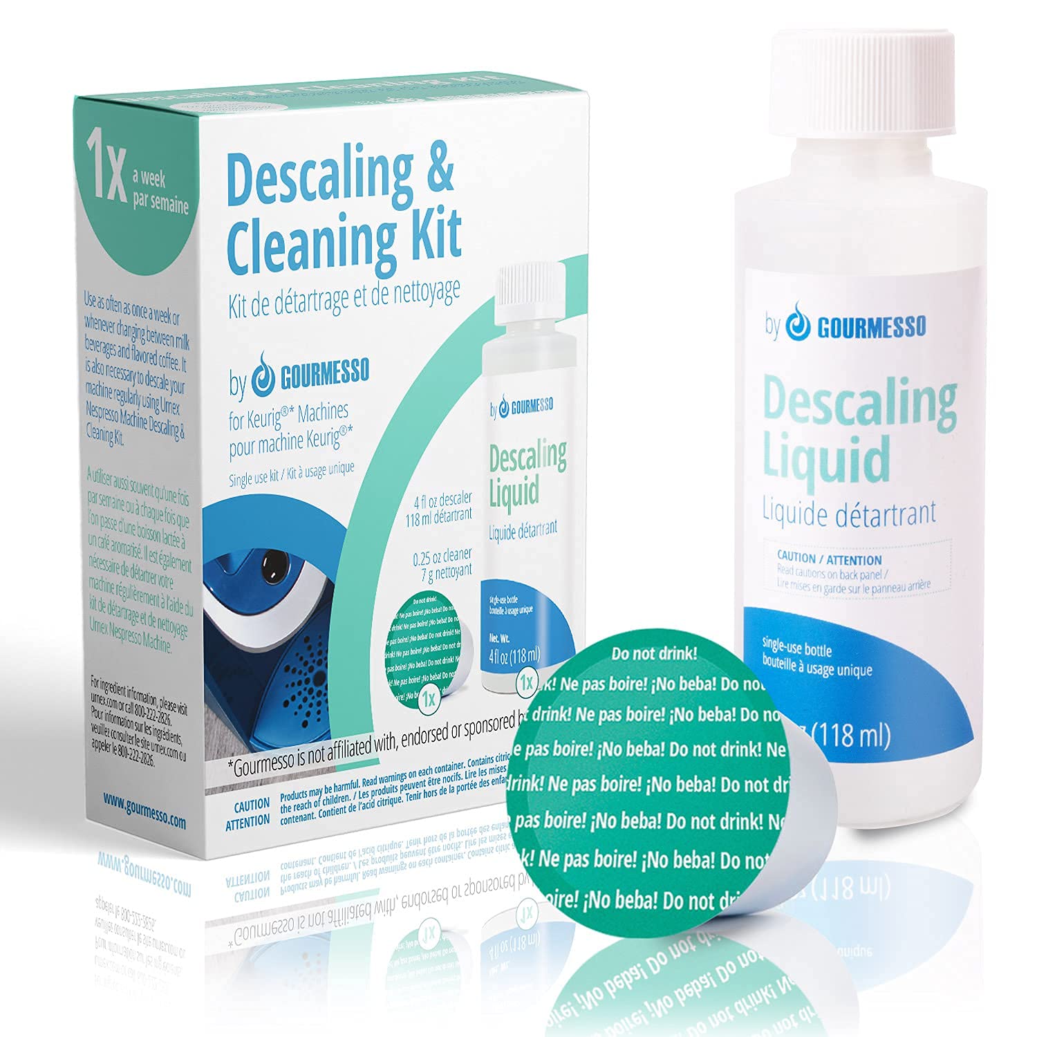 Gourmesso Keurig Machine Descaling Solution and Cleaning Pod - Compatible with Keurig 1.0 and 2.0 K-Cup Brewers - Clean regularly for Fresher Coffee - Made in North America