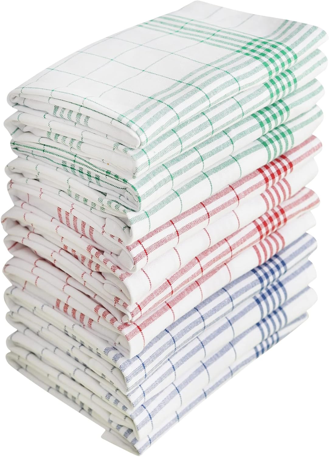 DG Collections Kitchen Dish Towels, 100% Natural Cotton Kitchen Towels, Set of 12 (15x25Inches), Multi-Purpose Kitchen Tea Towels, Very Soft, Highly Absorbent, Lint Free Vintage Style Hand Towels