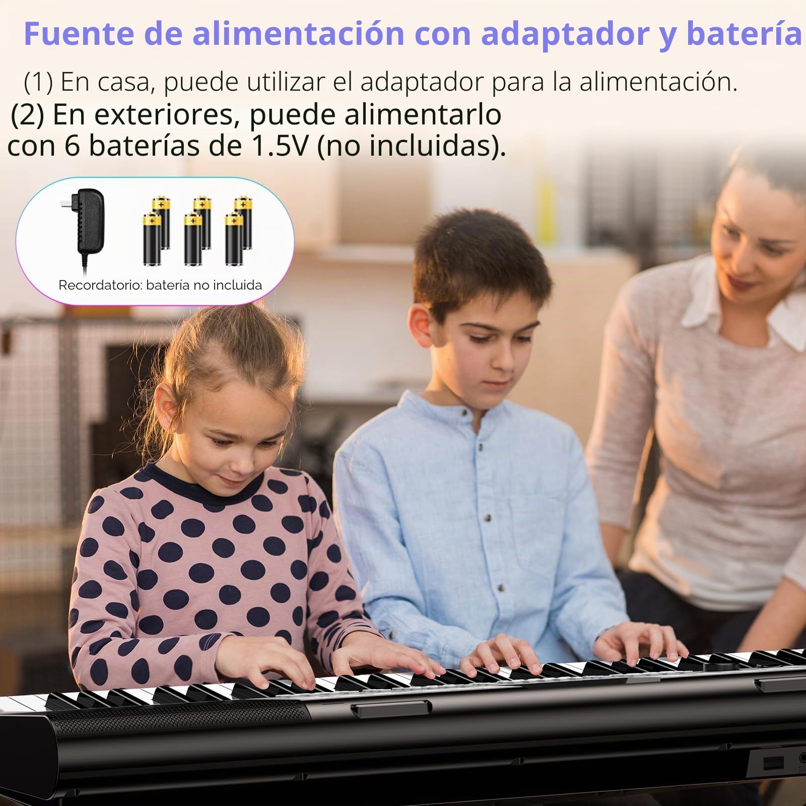 TERENCE Piano Digital 61 Teclas Altavoces HiFi Duales Piano Electrico con 51 Botones de Función en el panel Pantalla LED Teclado Dual 2 Opciones de Alimentación Soporte para Auriculares y Micrófono
