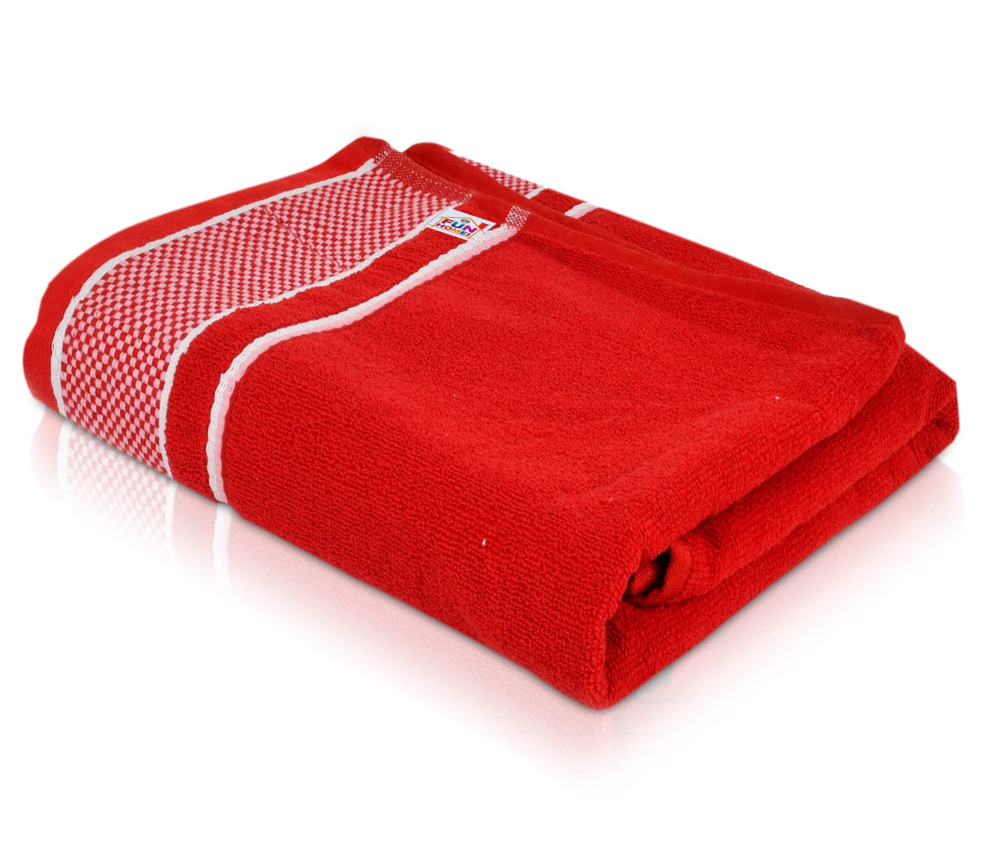Fun Homes Square Cotton Bath Towel Super Soft, Fluffy, and Absorbent, Perfect for Daily Use Soft Cotton Towels, 30"x60" (Red)-HS_38_FUNH21216