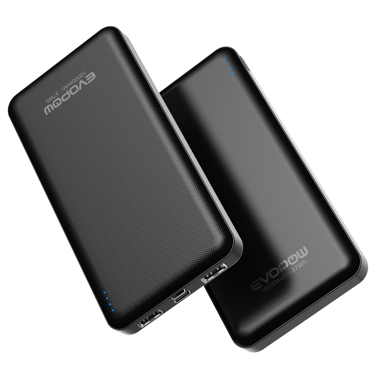 2 Pack Portable Charger Slimmer 10000mAh Power Bank 15W USB C In Out Fast Charging Battery Pack Portable
