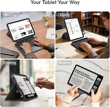 Rotatable Detachable Magnetic Keyboard Case for iPad A16 11th/10th Gen, with Larger-Touch Trackpad, Shockproof Bumper, Support Portrait, Magnetic Pencil Holder, Full Protect, 7 Backlights