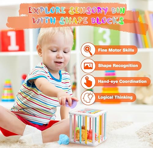 Miniatura 2 de Juguetes para bebés de 6 a 12 meses, juguete Montessori 7 en 1 para niños de 6-9-12-18 meses con juguete de cuerda de tirar, juguetes sensoriales,