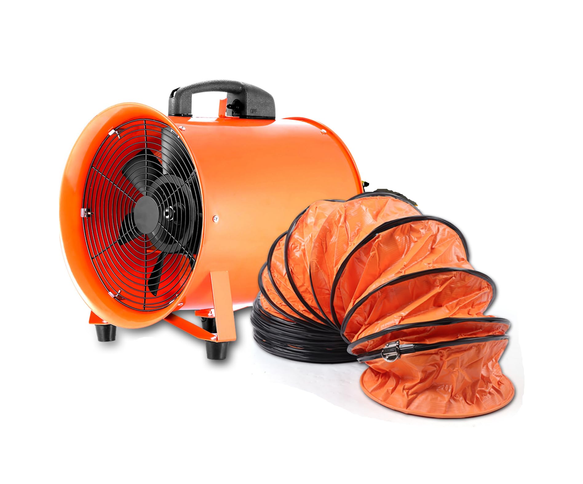 320W Tragbarer Industrieventilator, 3900m³/h Bauventilator 2800r/min Axialgebläse Baugebläse mit 10m Schlauch, 79 dB Geräuschpegel Industrielüfter