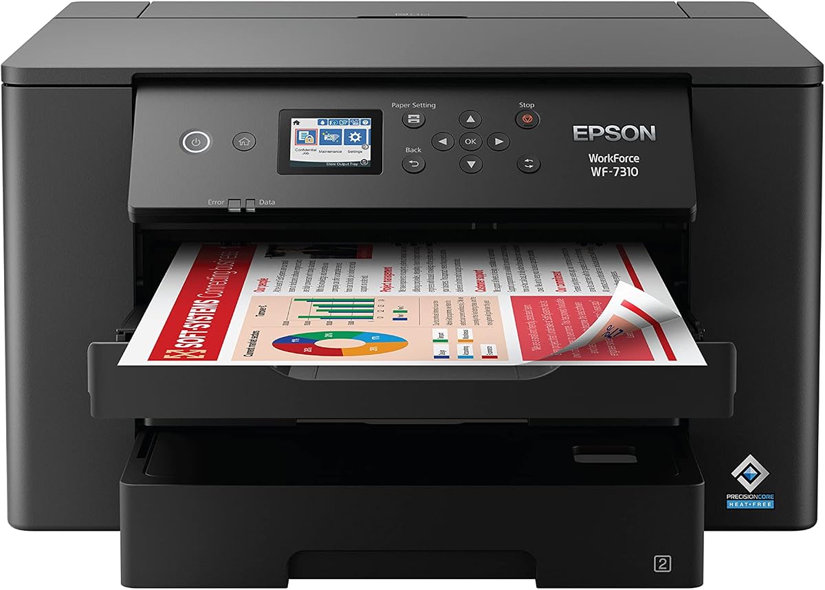 Epson Workforce Pro WF-7310 Wireless Wide-Format Printer with Print up to 13" x 19", Auto 2-Sided Printing, 500-sheet Paper Capacity (Renewed)