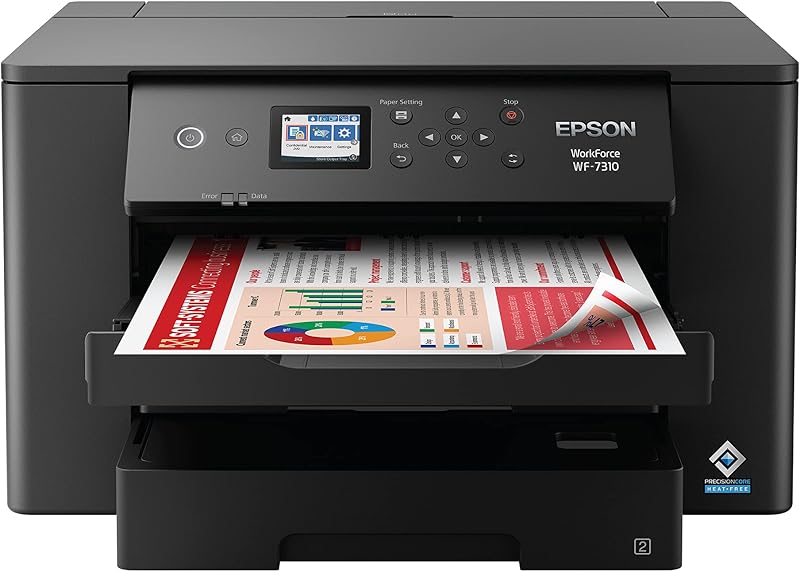 Epson Workforce Pro WF-7310 Wireless Wide-Format Printer with Print up to 13" x 19", Auto 2-Sided Printing, 500-sheet Paper Capacity (Renewed)