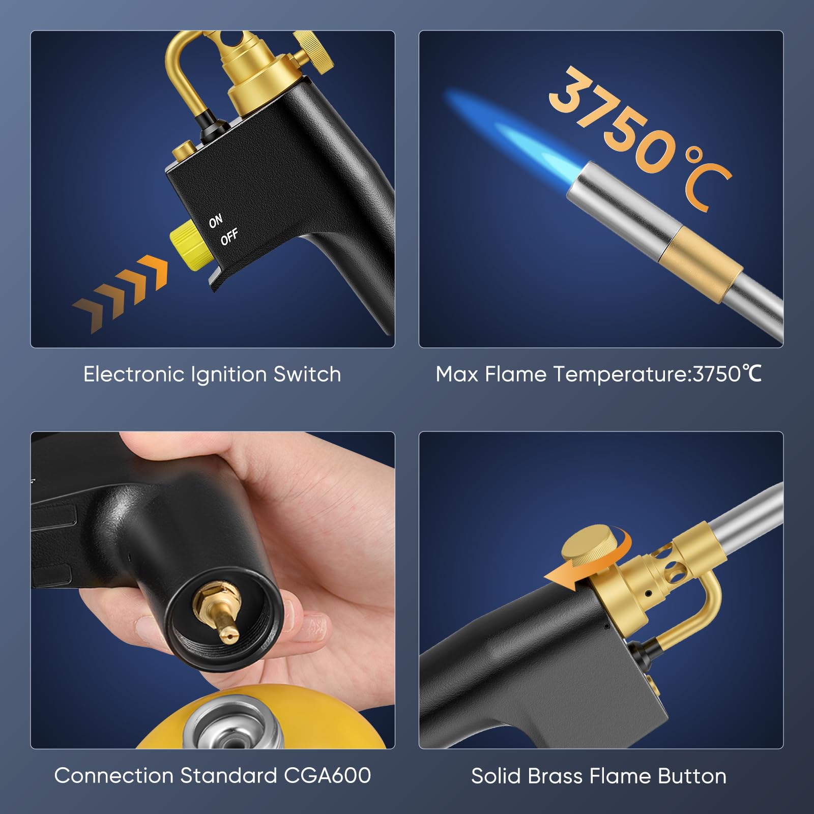 Antorcha de propano MAPP, Antorcha de propano MAPP, de soldadura a gas portátil de alta resistencia para soldadura y barbacoa, de gas de alta resistencia CGA600 MAPP/Propano Propane Torch