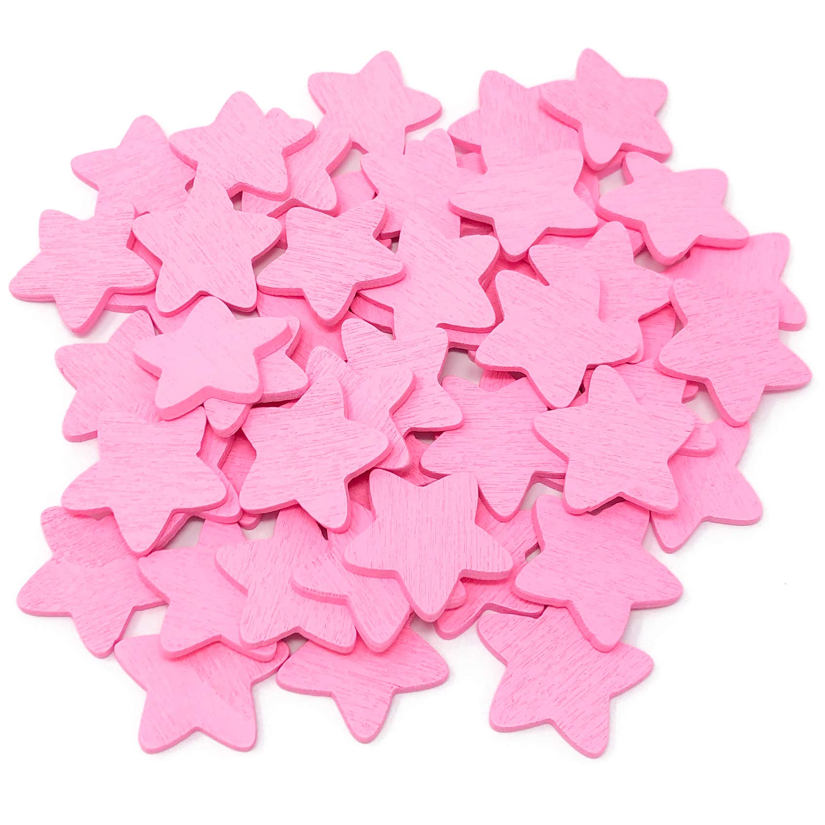 Pink 18mm Stars Wooden Shabby Chic Craft Scrapbook Vintage Wood Star - Pack of 100