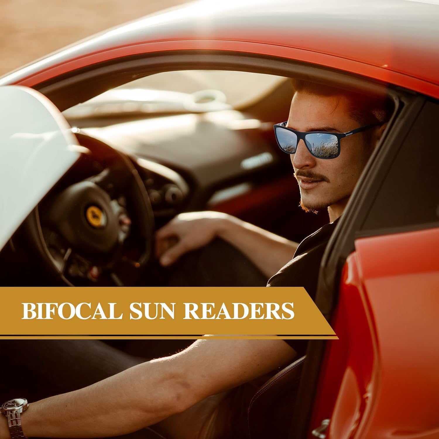 Missfive Mens Bifocal Reading Sunglasses UV Protection for Outdoor/Far/Near Use Sun Readers, Classic Retro Designer Eyeglasses, Trendy Vintage Eyewear with Metal Hinge (Glossy Black, 2.50x) - Image 2