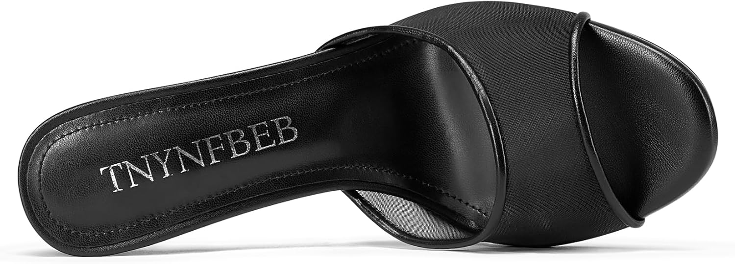 TNYNFBEB Women Stiletto High Heel Peep Open Toe Sandals Slingback Slip-on Wedding Office Cute Basic Classic 3.9 Inches Heels - Image 6