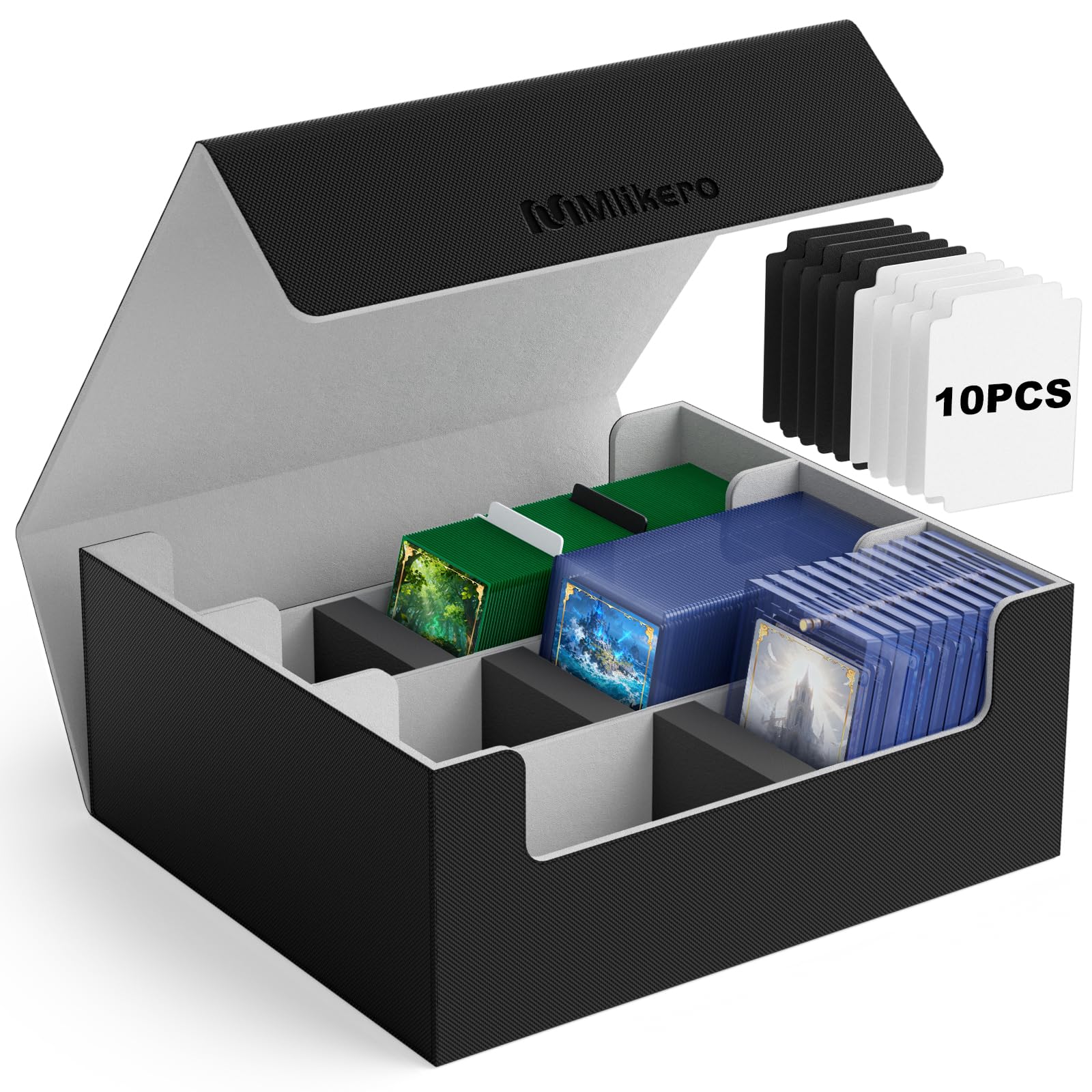 Mlikero Card Deck Case for Trading Cards 1800+, Trading Card Storage Box Fits Toploader and Magnetic Card Holder, Leather Magnetic Closure Deck Box Fit for MTG, TCG