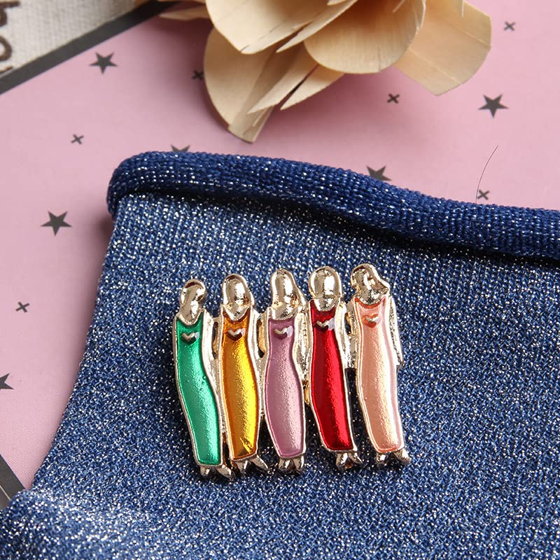 Image of Ximimark 2 PCS five sisters Creative Sisters Brooch Women Friendship Sisterhood Series Enamel Brooch