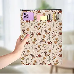 Presentes retrô de girassol ocidentais presentes para amantes de livros, capa de livros à prova d'água para livros com bolso frontal acessórios para livros presente para mulheres, sua esposa