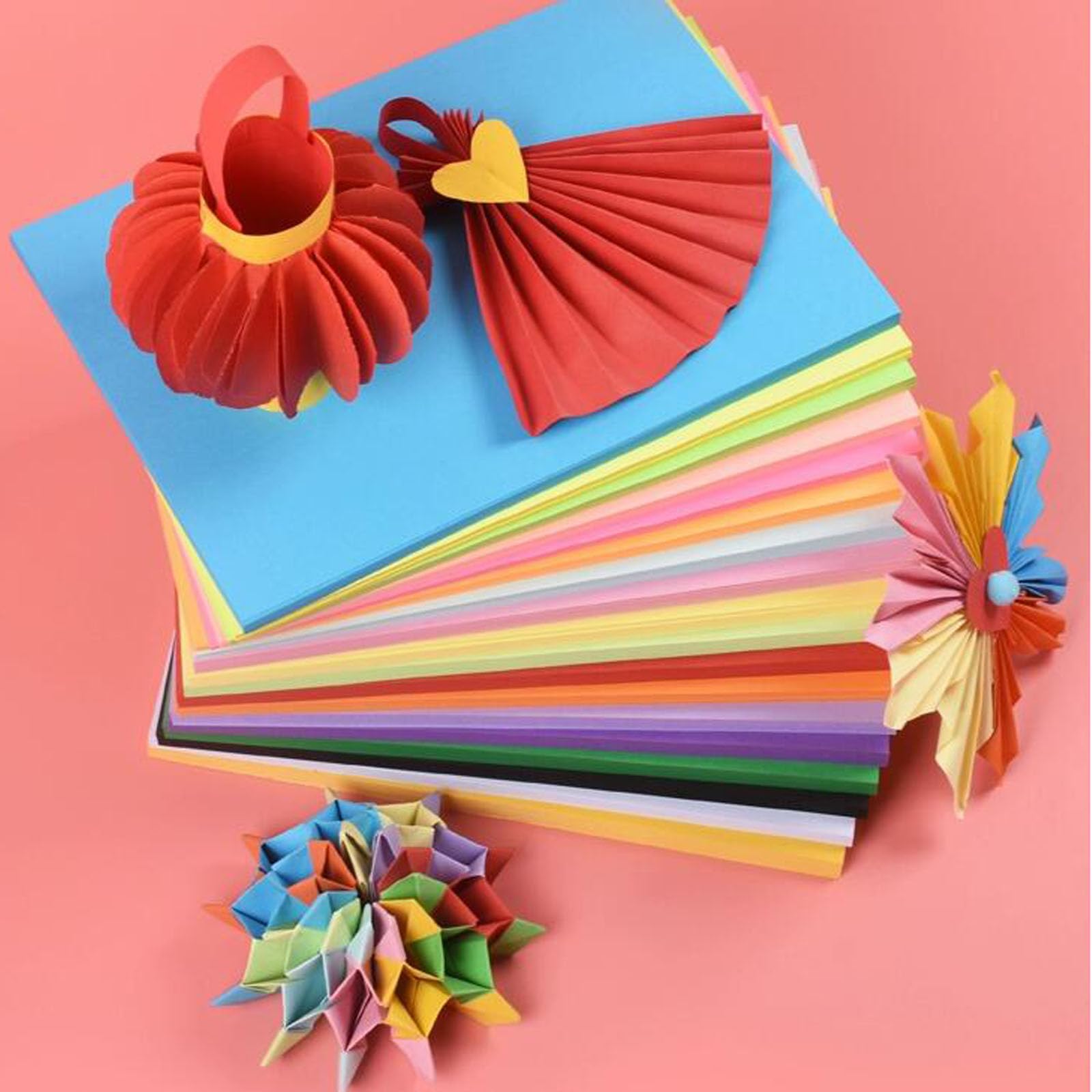 ddckj Origami-papier, 320 vellen, in 20 kleuren, vouwpapier, 20 x 20/15 x 15/10 x 10 cm, dubbelzijdig gekleurd, vierkant, kleurrijk papier, 70 g/m², voor doe-het-zelf school, kunst, knutselprojecten
