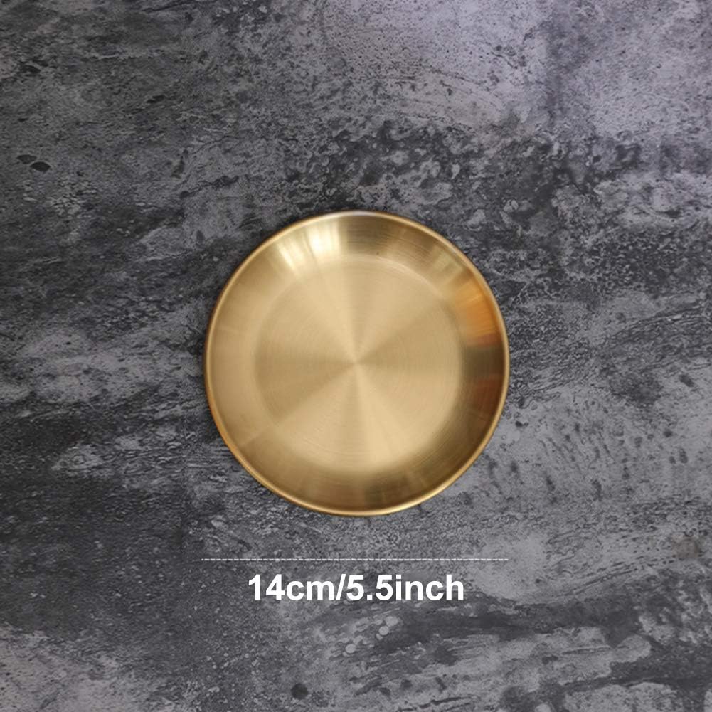 Round Brass Tray, Small Gold Decorative Tray Metal Storage Organizer Tray for Modern Home, Matte Brass Finish (SIZE:5.5inch)