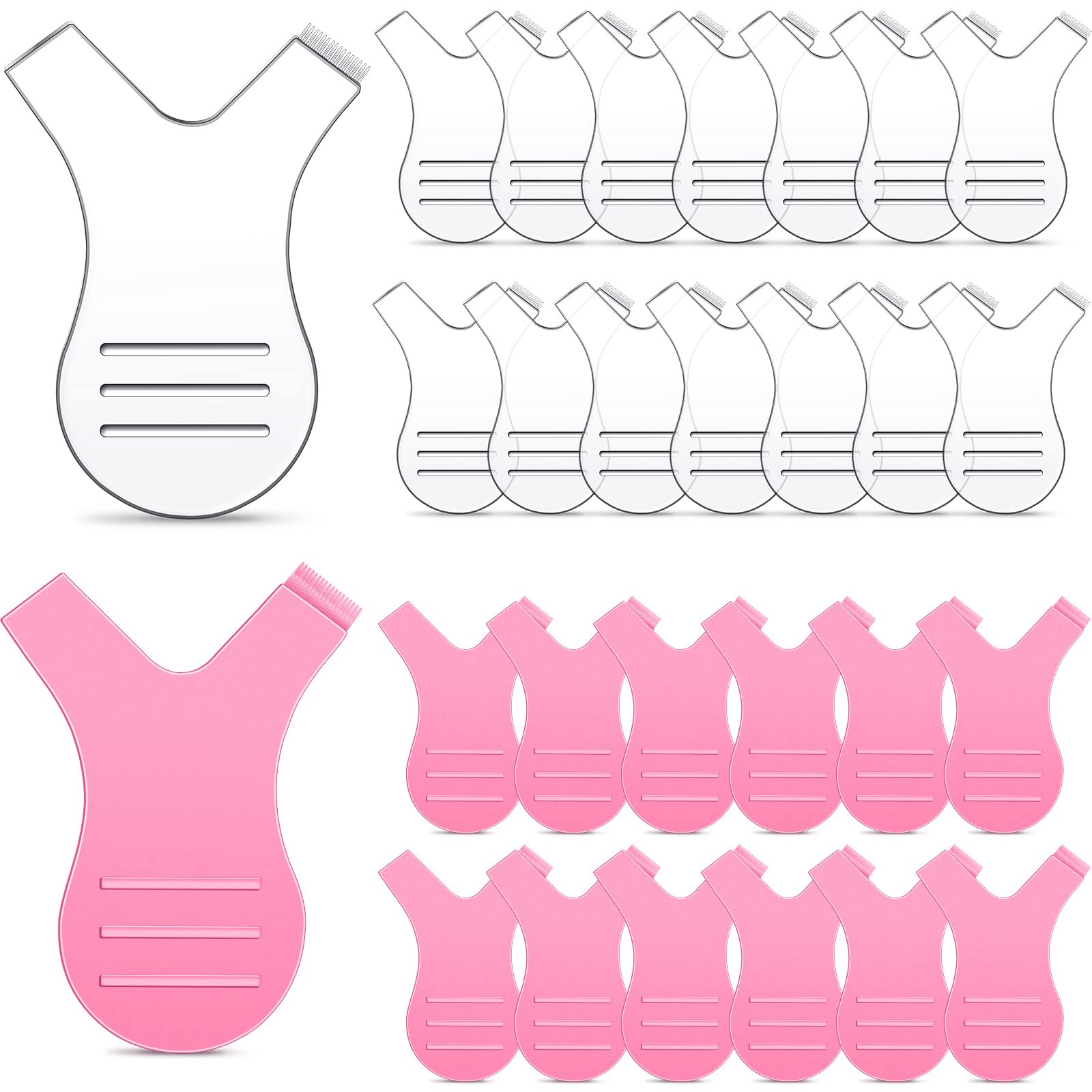 Yaomiao 30 Pcs Y Lash Lift Tool Y Shape Lash Lift Brush Silicone Eyelash Separator Tool Perm Brush for Eyelash Extension Makeup Supplies(Pink, Clear)