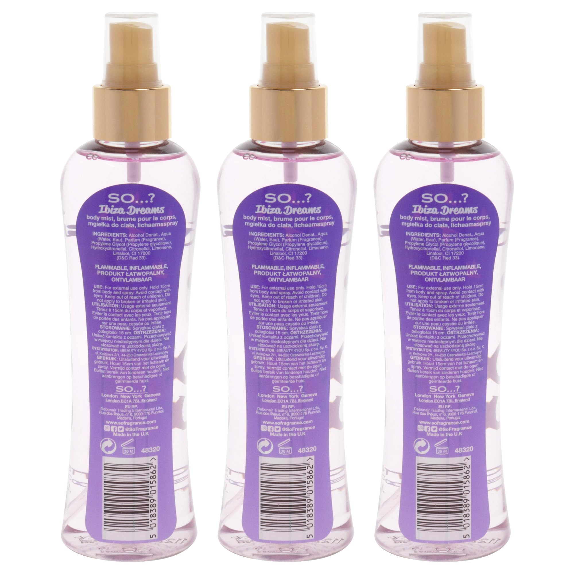 So…? Summer Escapes damska mgiełka do ciała Ibiza Dreams Spray zapachowy 200 ml (zestaw 3 szt.)