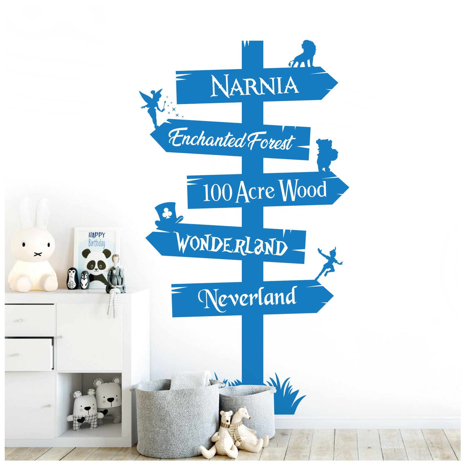 Storybook Signpost Children Wall Sticker - Narnia Neverland Wonderland Enchanted Forest 100 Acre Wood [XLarge] [Ocean]
