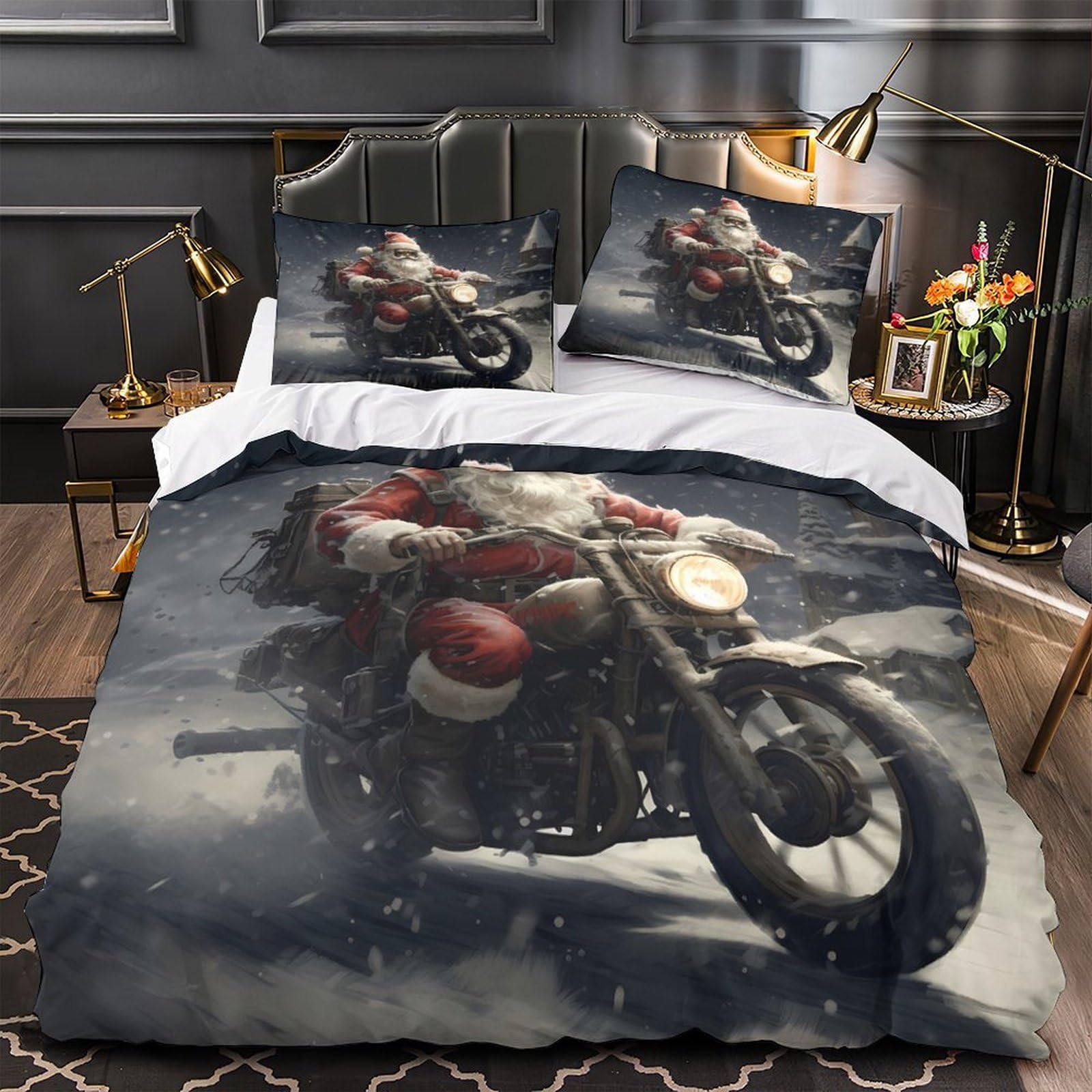 Housse de couette Samoyède microfibre résistante et douce parure de lit zippée 260x220