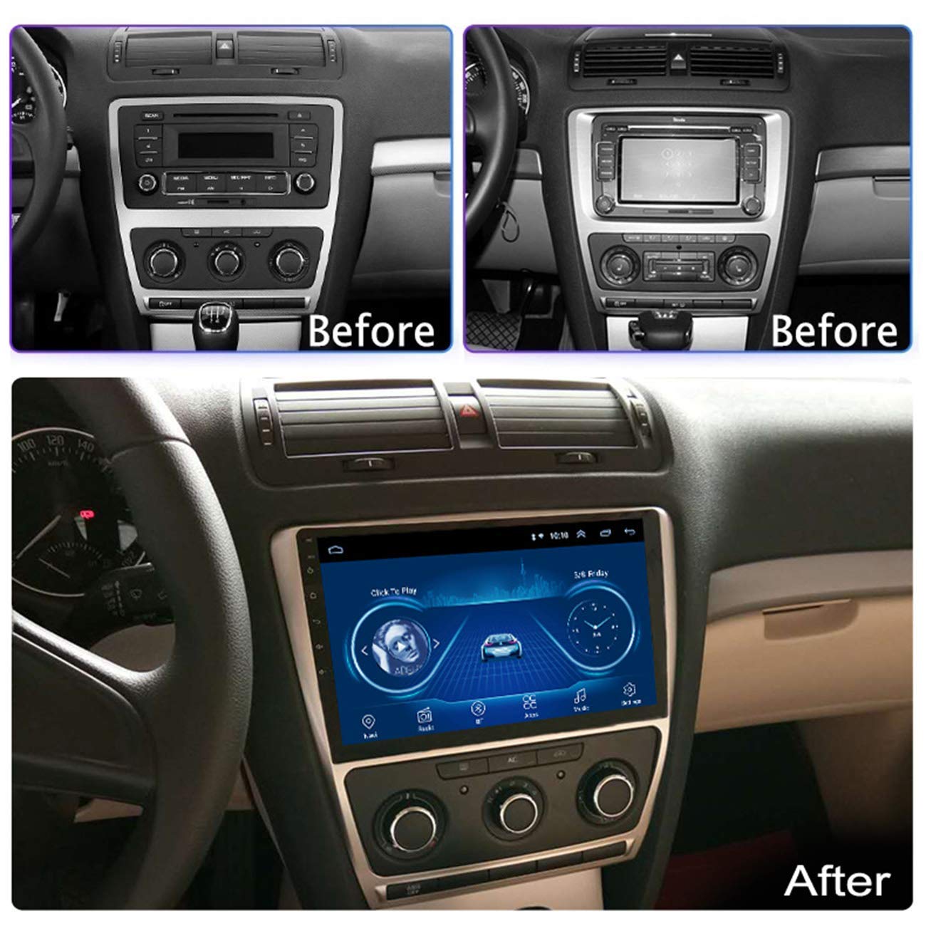 Generico Autoradio con navigatore GPS e Canbus, Sistema operativo Android 15, Compatibile con Skoda Octavia 2007-2014, comandi al Volante, Bluetooth, chiamate in Vivavoce, Mirror Link e Lettore Multi