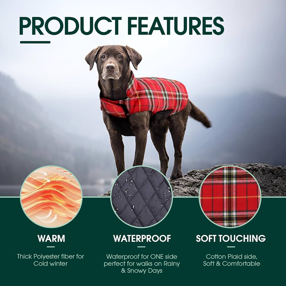 Amazon.com : Kuoser Waterproof Dog Coat, Reversible Dog